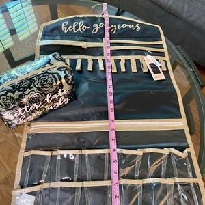 Jewelry holder and makeup bag set